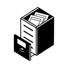filing cabinet icon, filing cabinet silhouette vector illustration-simple silhouette illustration of filing cabinet, perfect for filing cabinet logos and icons