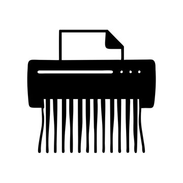 black shredder with paper, simple design clip art preview