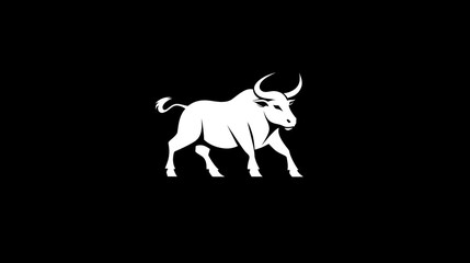 Fototapeta premium Bull Silhouette on Black Background