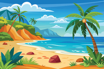 Obraz premium Sunset Beach Vector Design