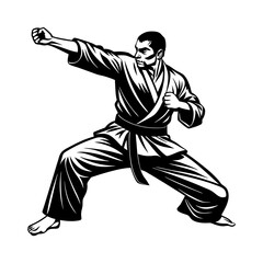 Naklejka premium Download Aikido Athlete Vector Silhouette Illustration Eps File For Design.