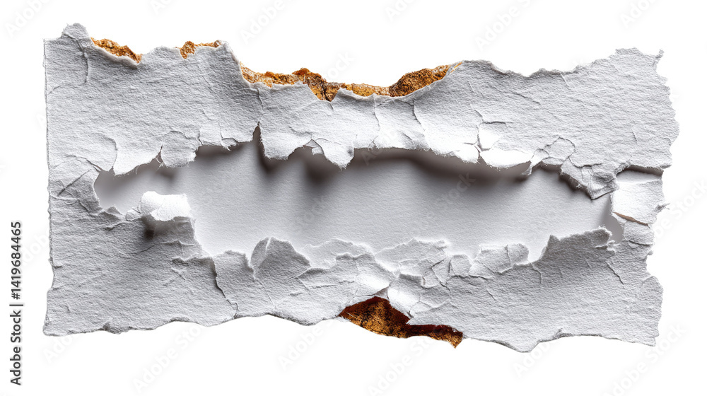 Poster torn paper revealing empty space: a close-up of a torn paper, revealing empty space, offers a unique