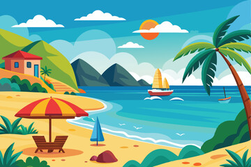 Obraz premium Summer Beach Vector Illustration