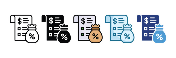 Tax Planning Icon Set Multiple Style Collection