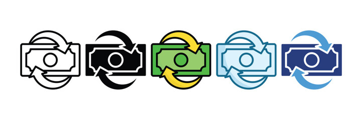 Cash Flow Icon Set Multiple Style Collection