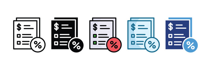 Tax Document Icon Set Multiple Style Collection