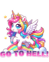 Cute Unicorn with bad language, tshirt design POD