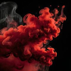 Fototapeta premium Dance of Red and Grey Smoke, Red and Gray smoke on black background