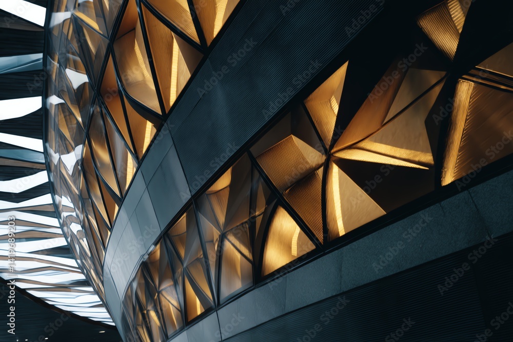 Poster modern architectural design with geometric patterns.