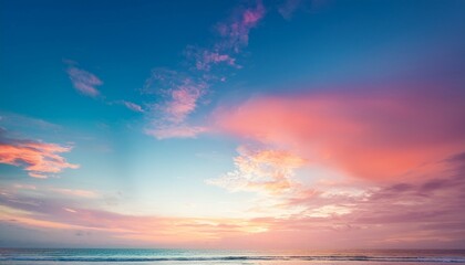 sunset background sky with soft and blur pastel colored clouds  gradient cloud on the beach resort nature sunrise  peaceful morning Instagram toned style