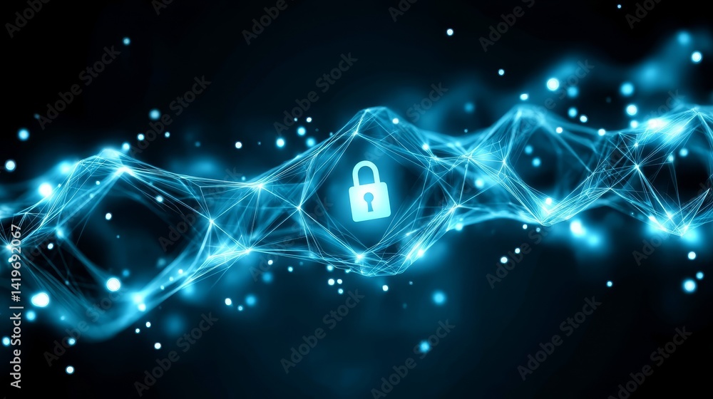 Poster advanced lock securing interconnected network, enhanced digital protection and privacy for secure co