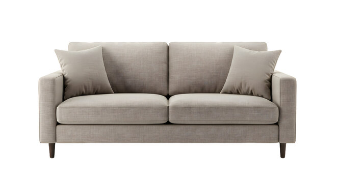 Modern, stylish gray sofa with plush cushions, set against a minimalistic backdrop, ideal for interior design inspiration