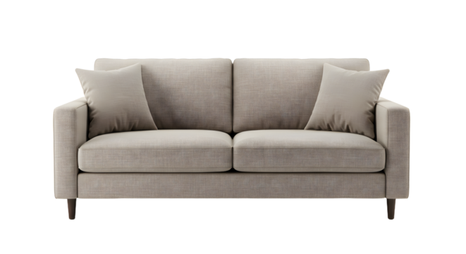 Modern, stylish gray sofa with plush cushions, set against a minimalistic backdrop, ideal for interior design inspiration