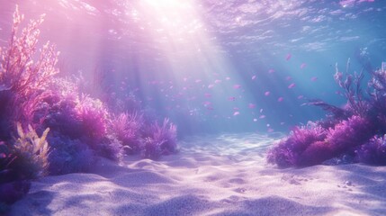 Vibrant Underwater Coral Reef Scene With Pink Sand