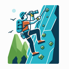 vector illustration of a hill climber