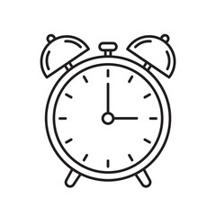 Alarm Clock Icon – Black and White Time Symbol for Wake Up and Reminder