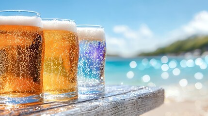 Refreshing beer on the beach side