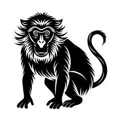 Obraz premium Download Monkey Baboon Silhouette Vector Illustration White Background Svg File For Design.