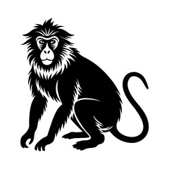 Obraz premium Download Monkey Baboon Silhouette Vector Illustration White Background Svg File For Design.
