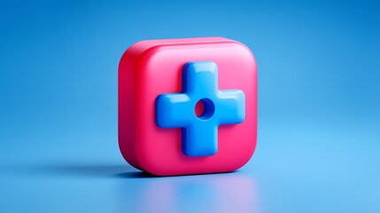 Vibrant pink and blue cross design on a striking blue background pink