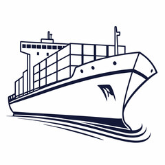 Obraz premium Cargo and ship vector illustration