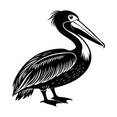 Download American Pelican Silhouette  Vector Illustration White Background Svg File For Design.