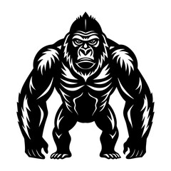 Download Gorilla Vector Art Silhouette  Vector Illustration White Background Svg File For Design.