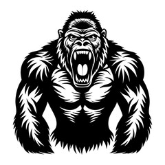 Download Gorilla Vector Art Silhouette  Vector Illustration White Background Svg File For Design.