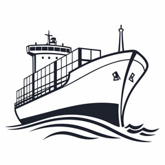 Cargo and ship vector illustration