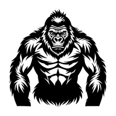 Download Gorilla Vector Art Silhouette  Vector Illustration White Background Svg File For Design.