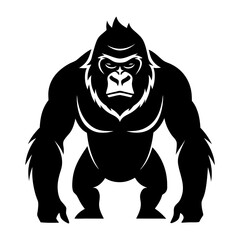 Download Gorilla Vector Art Silhouette  Vector Illustration White Background Svg File For Design.