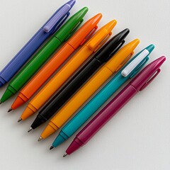 Fototapeta premium Colorful Pen Collection Close Up, Office Supplies, School Supplies, Writing Tools