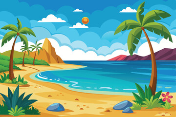 Fototapeta premium Beautiful Beach Vector Art