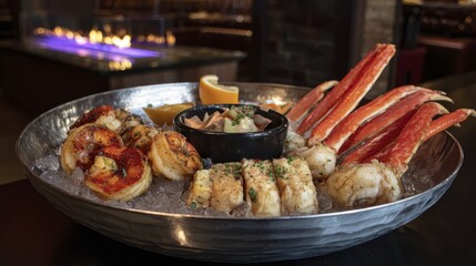 Close-up of a chilled seafood platter wit-4 - mussels high fresh luxury