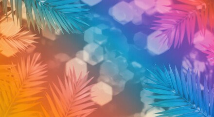 Vibrant Palm Leaves on Colorful Gradient Background