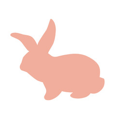 Silhouette illustration set of pink rabbits in various poses