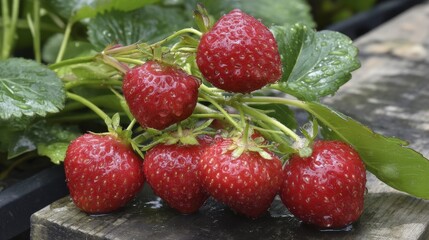 Sun-drenched strawberries vibrant red gli-3 - sun close-up organic still background