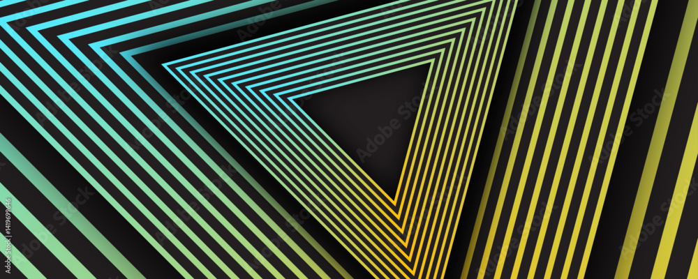 Poster 3d colorful techno abstract background overlap layer on dark space with triangles lines effect decor
