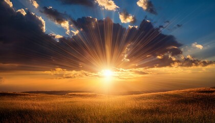 Sunset / sunrise with clouds light rays and other atmospheric effect