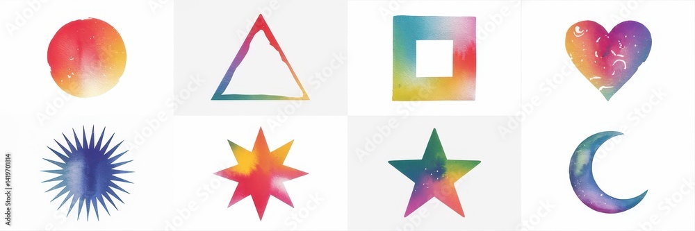 Poster colorful geometric shapes with a soft gradient effect.