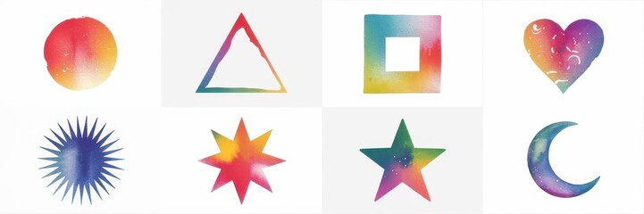 Obraz premium Colorful geometric shapes with a soft gradient effect.