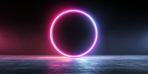 Neon Circle: Glowing Pink and Blue Ring on Dark Ground