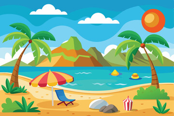 Obraz premium Vector Art Beach Background