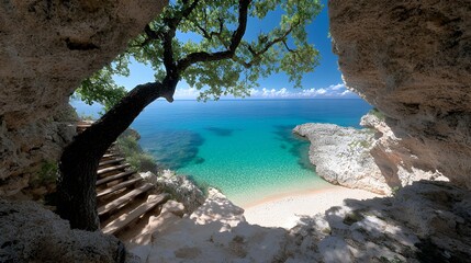Secluded cove beach with turquoise water