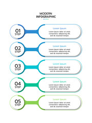 5-Step infographic template. Concept of 5 successive steps of project development process. Flat infographic design template. Simple vector illustration for business analytics.