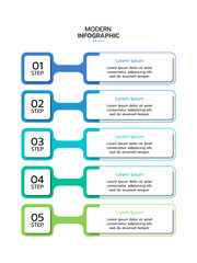 5-Step infographic template. Concept of 5 successive steps of project development process. Flat infographic design template. Simple vector illustration for business analytics.