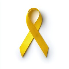 A yellow ribbon symbol isolated on white background