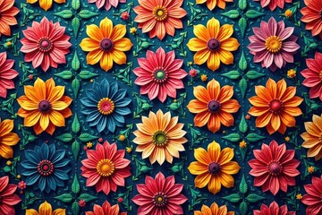 Intricate floral motif, repeated seamlessly across surface , art, ornament