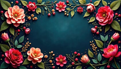 Intricate floral tapestry design, rich jewel tones, pattern, tapestry, brocade