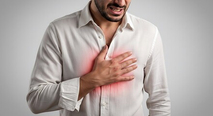 Man experiencing sudden chest pain, illustrating cardiac concerns and health emergencies